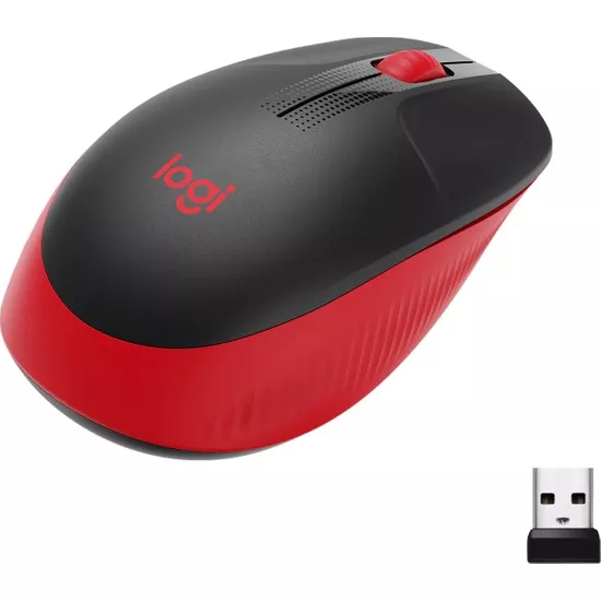 Logitech M191 Büyük Boy USB Alıcılı 1.000 DPI Kablosuz Mouse - Kırmızı