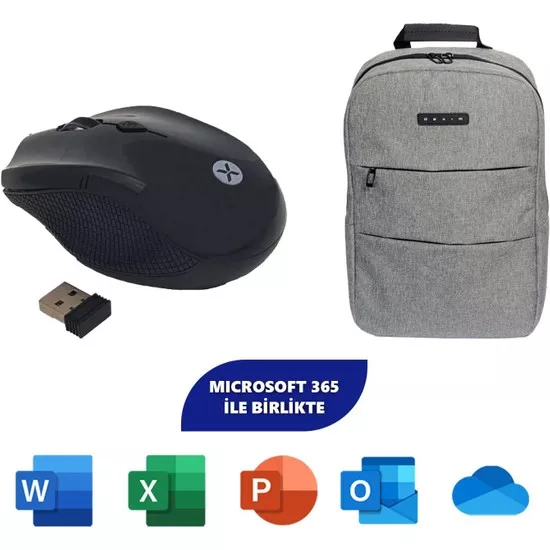 Dexim DMA012 Kablosuz Siyah Mouse + Dexim DXBP10 Prime 15.6" Notebook Sırt Çantası Gri + Microsoft 365 Bireysel 1 Yıl